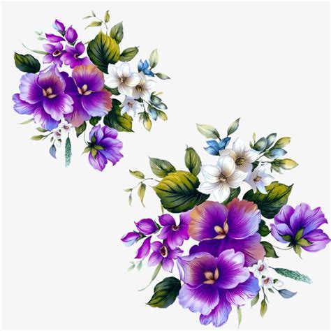 purple floral clipart transparent background purple flowers decorative