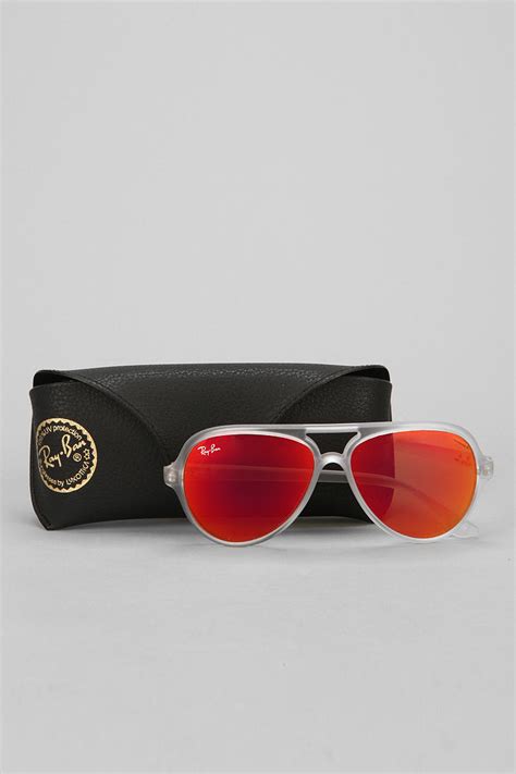 lyst ray ban plastic aviator sunglasses in red for men
