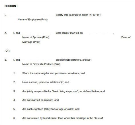 domestic partnership affidavit template master template