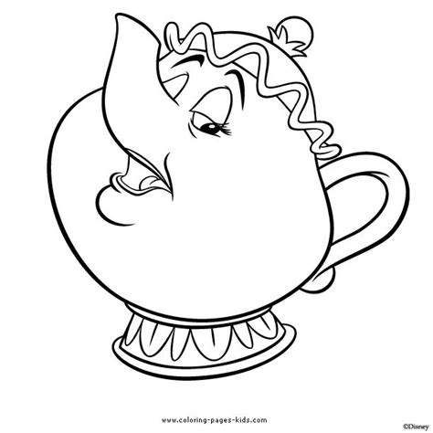 potts beauty   beast color page disney coloring pages