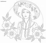 Embroidery Vintage Mexican Patterns Hand Designs Woman Coloring Choose Board sketch template