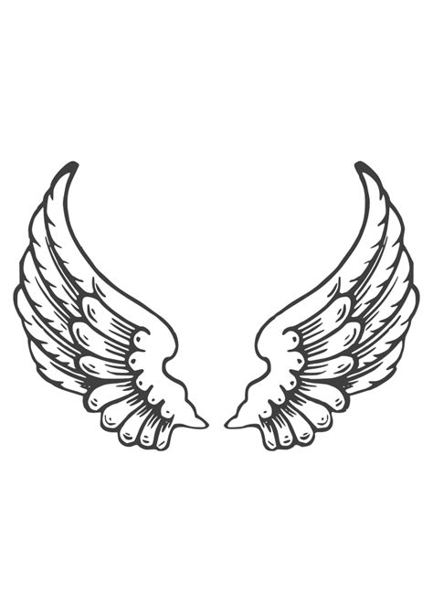 simple angel wings black  white clipart  svg file svg heart