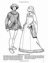 Elizabethan Dover Colouring Fashions Tierney Abbigliamento Rinascimento Moda sketch template