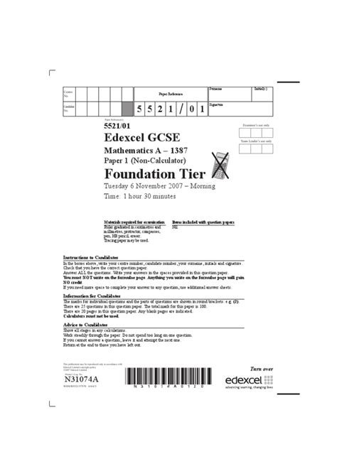 edexcel paper  foundation questions  geometry teaching