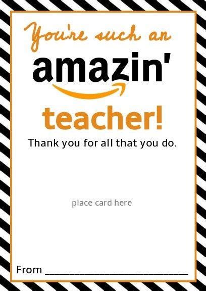 amazon teacher gift card printable template give gift  amazon