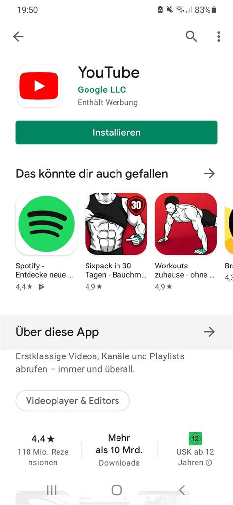 youtube installiert nicht computer android google play store
