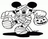 Halloween Coloring Pages Mouse Disney Mickey Mummy Printable Minnie Broom Riding Book sketch template