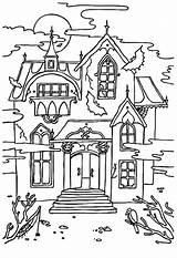 Haunted House Coloring Pages Printable Mansion Halloween Castle Kids Cartoon Scary Disney Sheets Houses Print Clipart Spooky Colouring Sheet Color sketch template