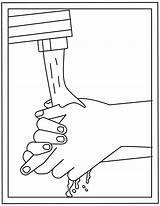 Colouring Hygiene Hands 11inch 5inch sketch template