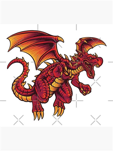 angry red dragon poster  sale  renju redbubble