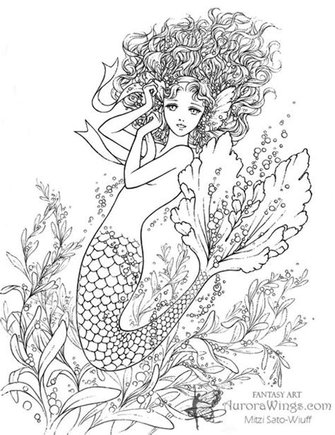 realistic mermaid illustrations print  drawing mermaid coloring