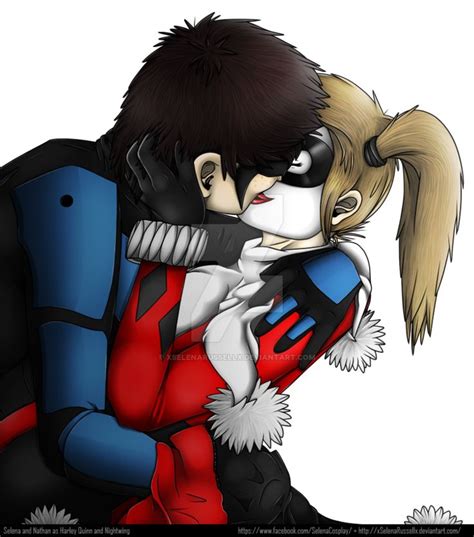 harley quinn and nightwing drawn by myself inspired by my