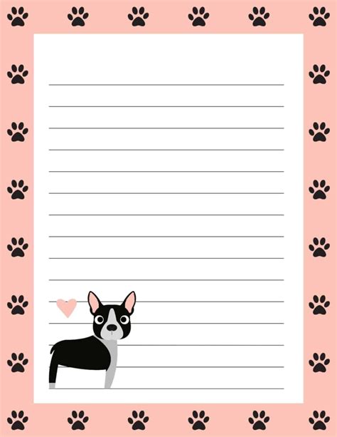 printable stationery   cute dog themed design