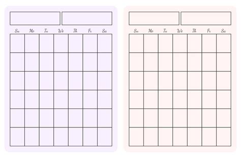 page printable monthly calendar