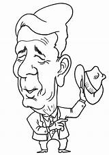 Dibujar Caricatura Reagan Ronald Imprimir Caricature Buscando Estés sketch template