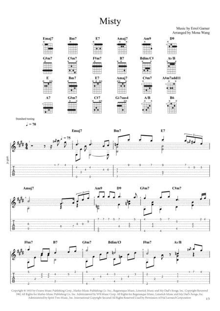 misty jazz guitar chord melody solo by erroll garner digital sheet