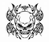 Coloring Demon Pages Skull Tribal Tattoo Drawings Stencil Tattoos Designs Demons Totenkopf Stencils Evil Head Printable Getdrawings Skulls Color Choose sketch template