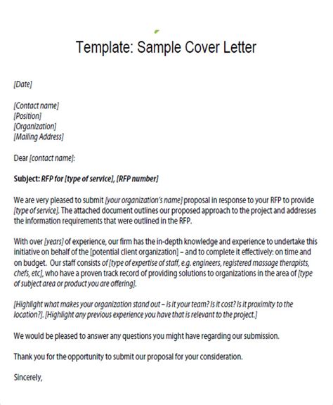 sample cover letter  project proposal