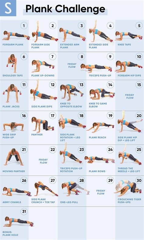 day plank challenge printable