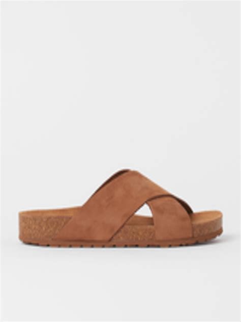 buy hm men brown solid leather  sandals  men  myntra