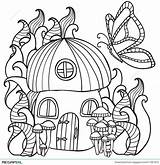 Coloring Mushroom Pages House Butterfly Fores Forest Printable Doodle Pattern Style Illustration Getcolorings Color Print Getdrawings sketch template