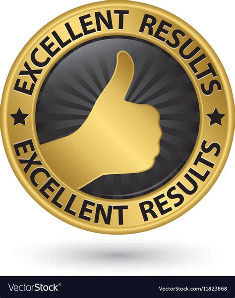 excellent results golden sign  thumb  vector image