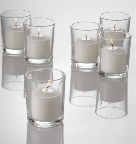 12 Clear Glass Votive Candle Holders 12 Votive Candles Etsy