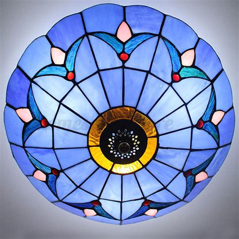 Romance Style Stained Glass Ceiling Lighting Fixture Flush