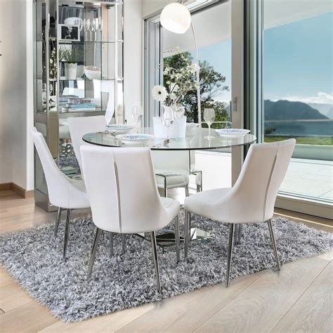 furniture of america fiti contemporary white 5 piece round dining set