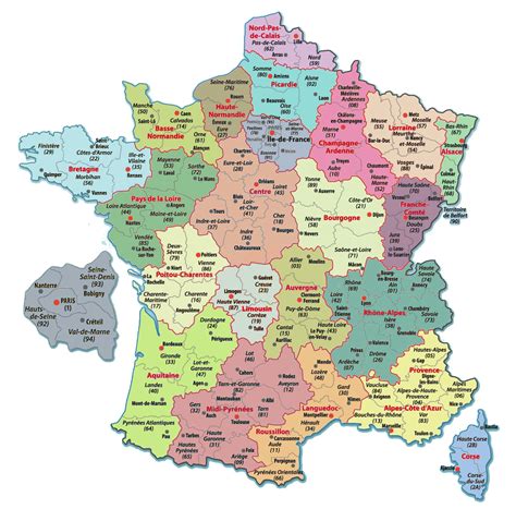 carte de france departements carte des departements de france