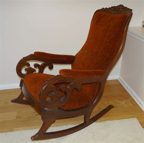 Antique Victorian Mahogany Upholstered Rocking Chair Antique Rocking