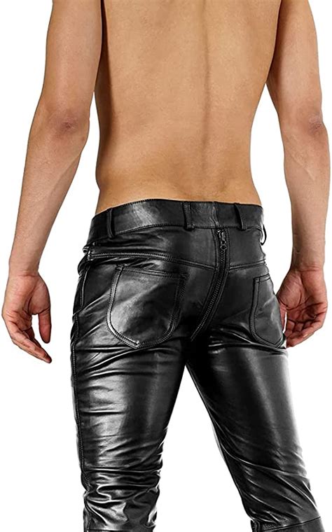 Bockle® New Bob Skinny Gay Zip Lederhose Herren Leder Jeans Tube Röhre
