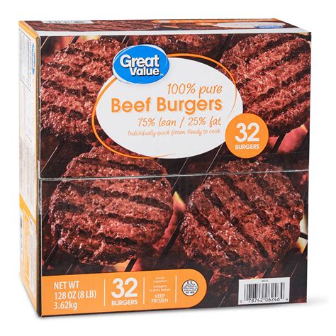 great   pure beef burgers  lb  ct frozen walmartcom