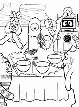 Gabba Coloring Yo Pages Dining Room Dance sketch template