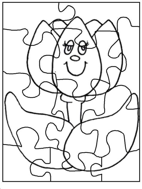 puzzle coloring page flower  funnycrafts