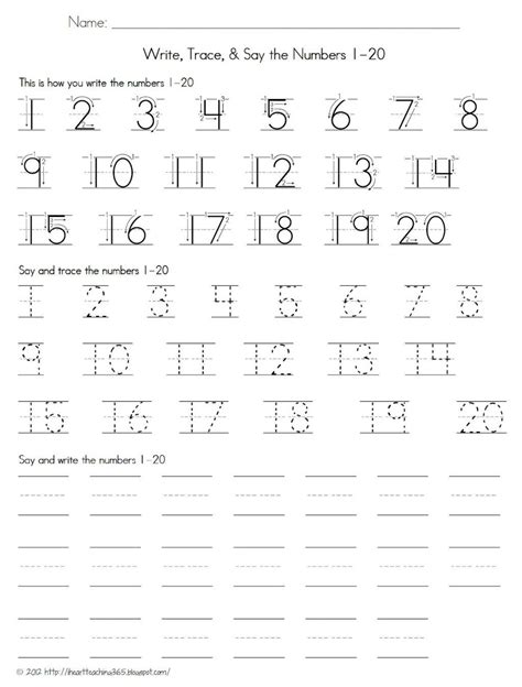 numbers tracing worksheet  preschoolers  printable