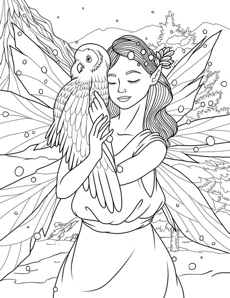 freebie friday    snow fairy coloring page
