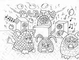Furby Colorir Ball Furbies Partying Drawings sketch template