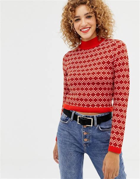 asos design sweater  geo pattern  usd pop fashion winter fashion sweater cardigan
