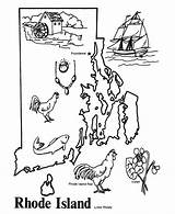 Island Rhode State Coloring Printables Usa Pages States Map Outline Printable Maps sketch template