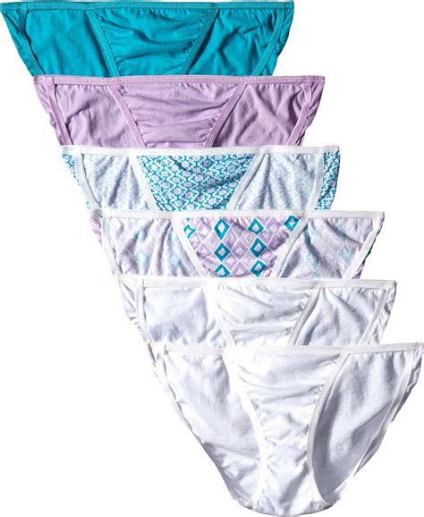 hanes women s string bikini panty assorted size 7 pack of 6 amazon