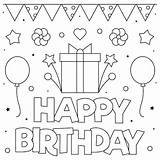 Birthday Coloring Happy Printable Cards Card Pages Kids Vector Homemade Print Him Easy Illustration Template Adults Gifts Made Drawing Choose sketch template