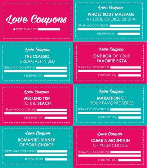love coupons valentines gift