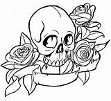 Coloring Rose Skull sketch template