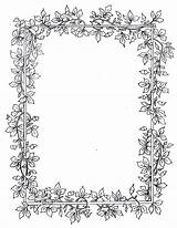 Frames Printable Border Frame Borders Floral Flower Coloring Pages Medieval Book Pattern Colouring Paper Shadow Letter Diy Drawing Loom Weaving sketch template