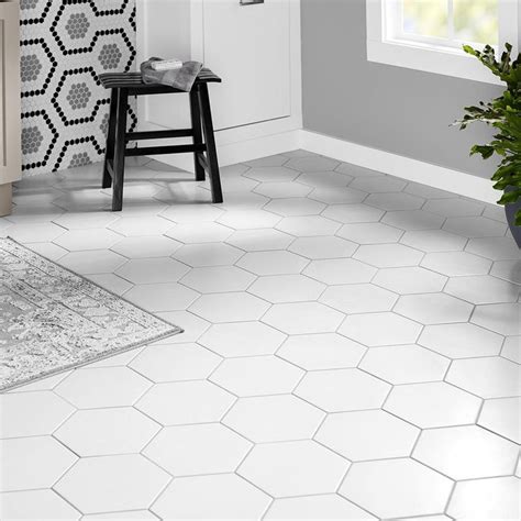 whitetiledbathroom porcelain flooring tile floor hexagon tile floor