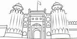 Pakistan Fort Lahore Minar Colouring Printable sketch template