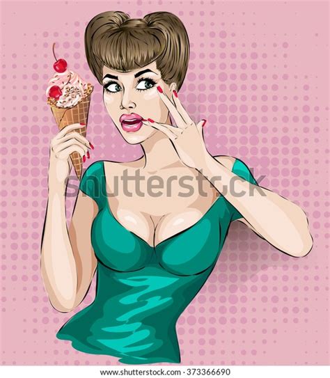 sexy pop art woman portrait ice stock vector royalty free 373366690