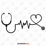 Stethoscope Heartbeat Vector Premiumsvg sketch template