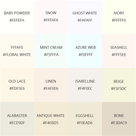 shades  white color  names hex rgb cmyk